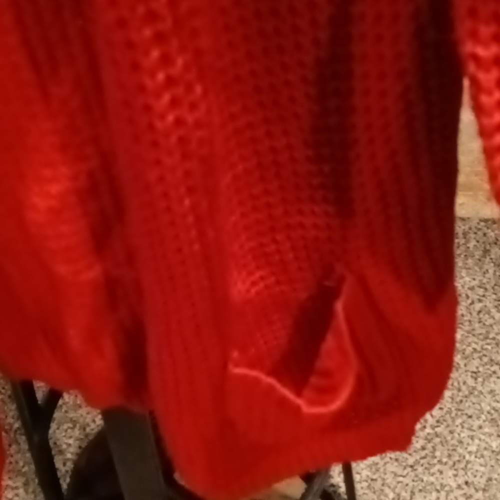 KIM ROGERS red braided waffled cardigan with saggy pockets Size XL - Picture 5 of 13